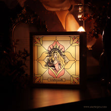 Load image into Gallery viewer, Lughnasadh Stained Glass Desk Lamp - Wheel of the Year - Artisan & Boutique Home Decor - LIMITED QUANTITY