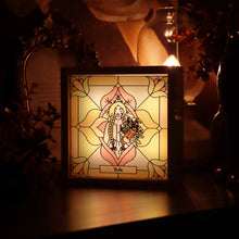 Load image into Gallery viewer, Yule Stained Glass Desk Lamp - Wheel of the Year - Artisan & Boutique Home Decor - LIMITED QUANTITY