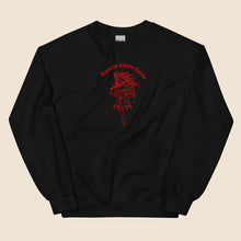 Load image into Gallery viewer, Swords before Lords Unisex Sweatshirt in Red Outline