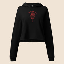 Load image into Gallery viewer, Swords before Lords Crop Hoodie in Black