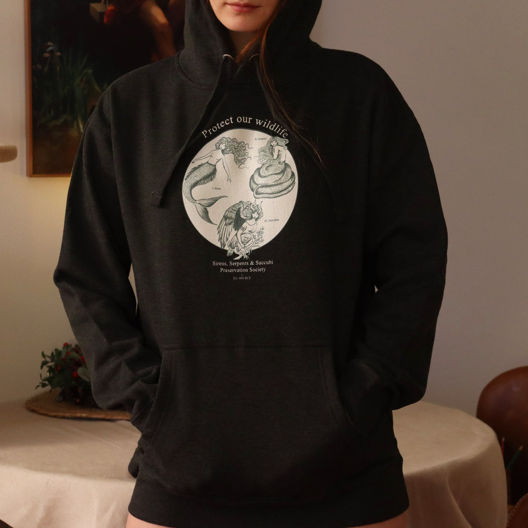 Sirens, Serpents & Succubi Preservation Society - Protect our Wildlife Unisex Hoodie