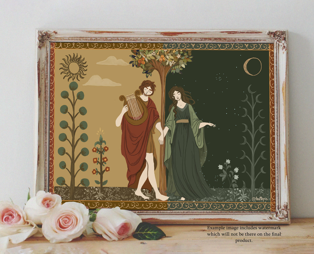 Orpheus and Eurydice Tapestry Art Print