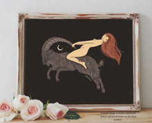 Load image into Gallery viewer, Witch and Ram Night Ride Art Print
