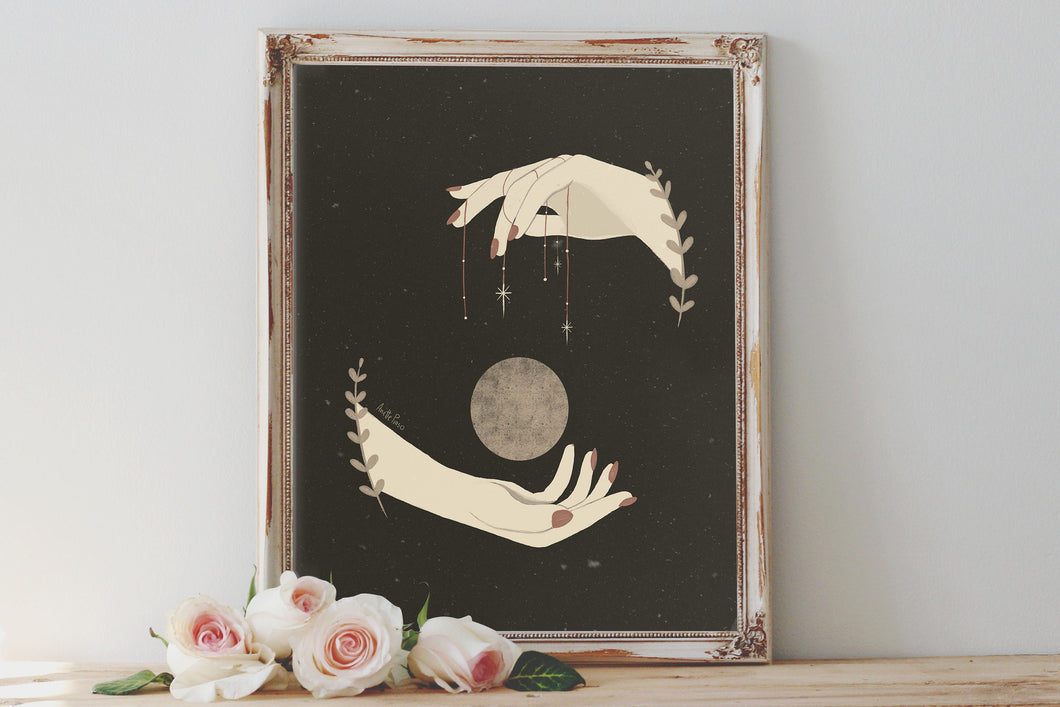 The Moon and Her Stars Art Print